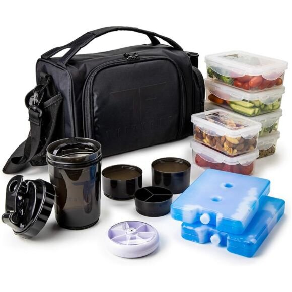 ThinkFit Insulated Meal Prep Lunch Box with 6 BPA-Free Reusable Microwavable